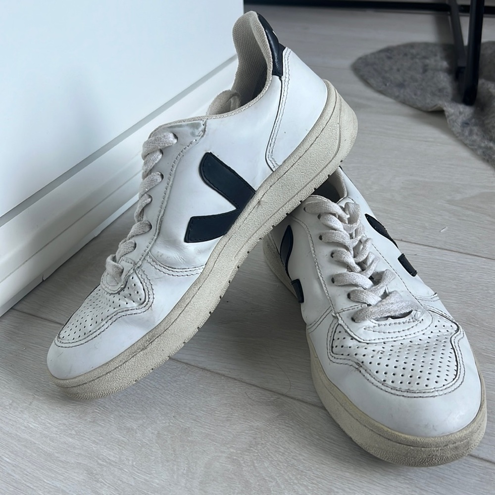 Veja V-12 Black and White Sneakers